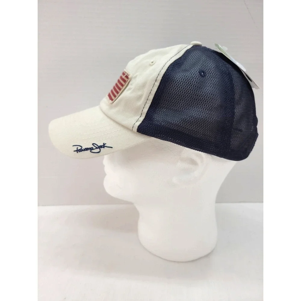 Panama Jack Tan American Flag Patch Hat USA Baseball Style Cap Adj Mesh Back
